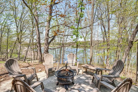Fire Pit | Deck | Lake Views | 2-Story Home