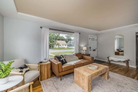 Living room with bright daylight windows 