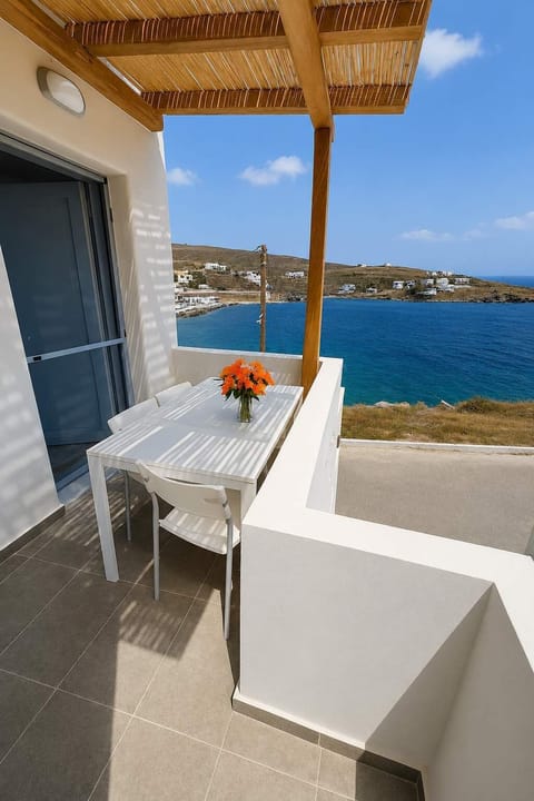 Outdoor seating with sea view