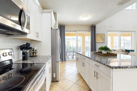 Large kitchen with seating