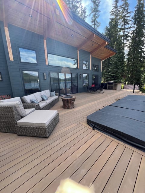 Deck with swim spa and outdoor couch