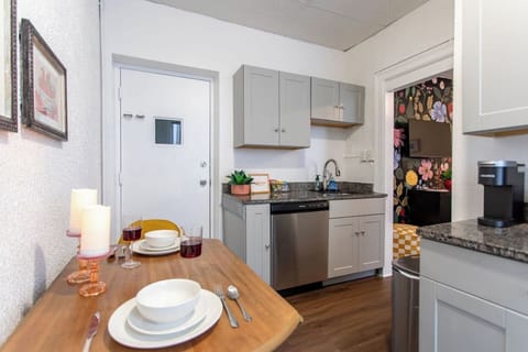 Cozy dining area for two, perfect for intimate meals or casual gatherings.
