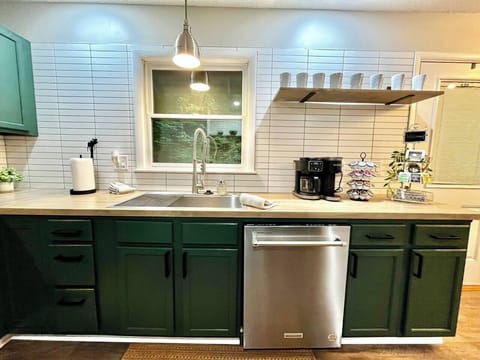 The kitchen is well stocked with accessories for those who enjoy cooking a meal.