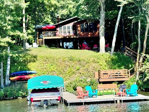 Cabin and dock from the lake.