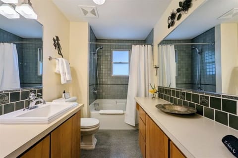 Full bathroom downstairs off the kitchen