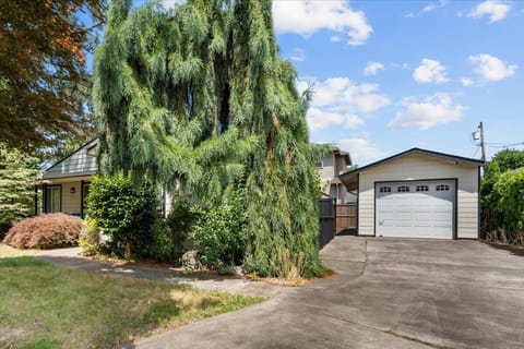 Basement apartment entry to the left of the driveway