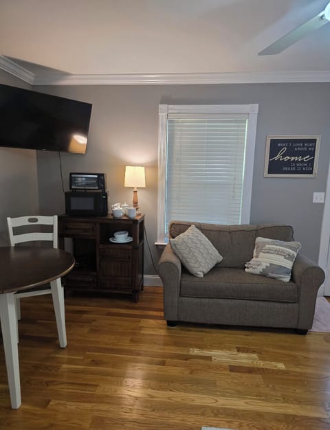 Loveseat turns into a twin bed.