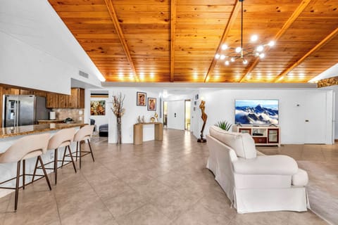 Open kitchen flows into living space for easy entertaining and conversation.