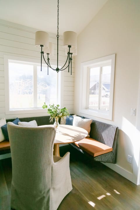 Sip morning coffee in a bright, comfortable breakfast nook.