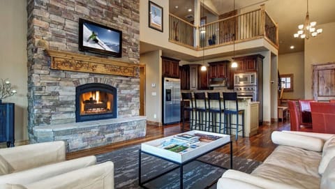 Open great room with well equipped kitchen