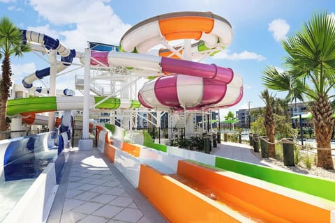 Race down colorful slides and feel the splashy excitement.