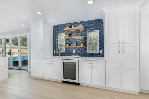 Wine fridge in kitchen