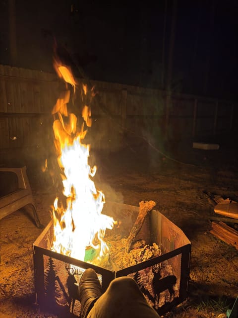 Fire pit in backyard