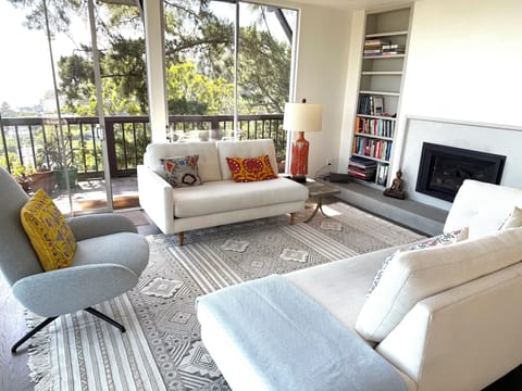 Living room with fireplace

