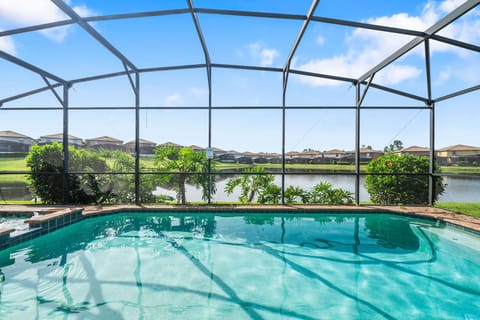 Take a soothing evening swim under soft lights that create the perfect relaxing ambiance