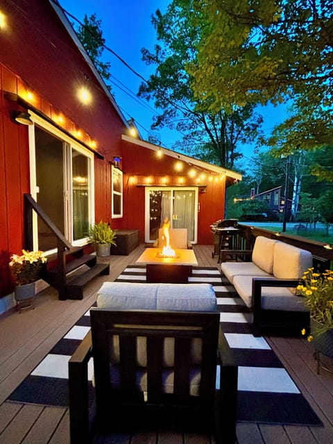 Enjoy the outdoor gas fire pit in your cabin rental!