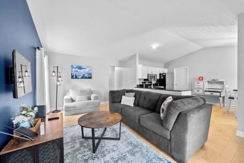 Curl up in the serene living room & stream your favorites on the smart TV