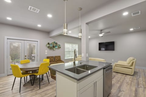 Open living area and kitchen
