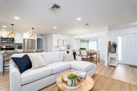 Comfy sofa sectional with full sized sleeper.