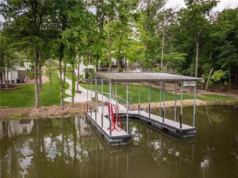 Private dock with its own beach.  Walk right in the water and float around.  