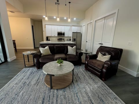 Brand new appliances and everything cooking your meals; comfortable living room