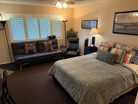 Studio Queen bed with futon couch/bed