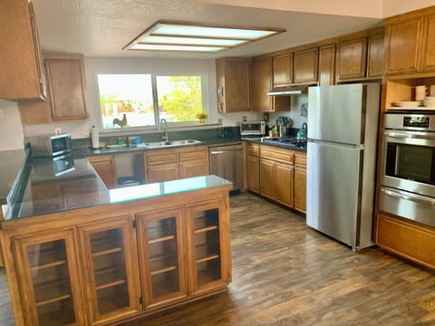 Huge kitchen with modern appliances