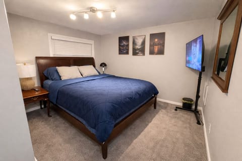 Queen bed with Google tv