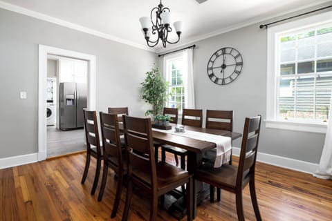 Layout from dining to kitchen makes it easy to connect and entertain