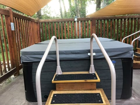 Outside door hot tub