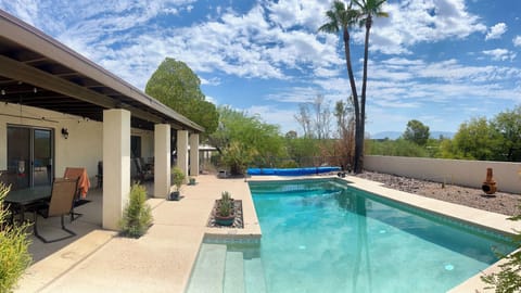 Private outdoor pool and covered deck