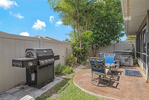 Outdoor patio with gas grill