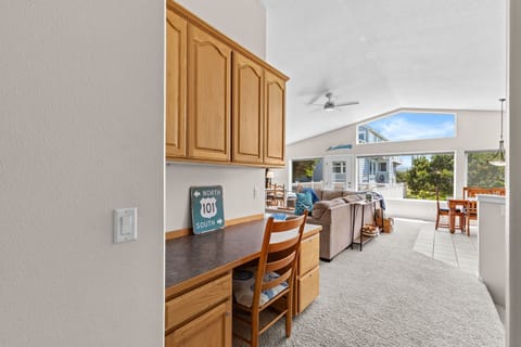 desk area at top of stairs