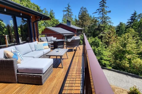 Relax on the patio after a day at the beach.