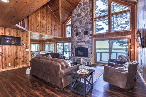 Enjoy the beautiful scenery from the cathedral windows in the great room