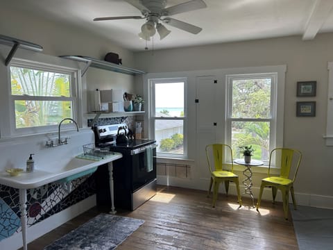 Vintage kitchen with updated appliances. Water views of the gulf.