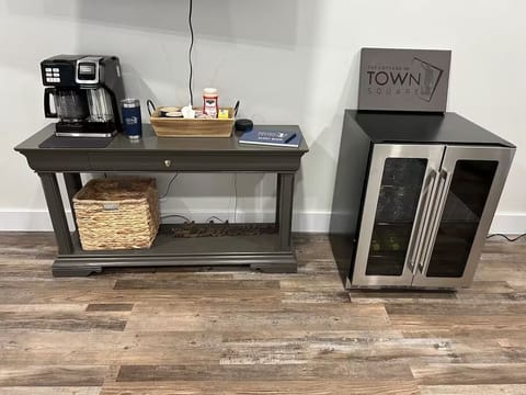 Coffee bar and fridge