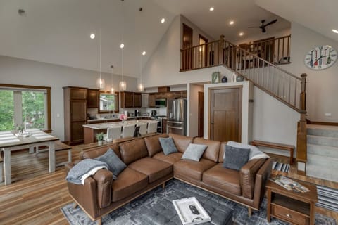 Cozy leather couch in the Living Room