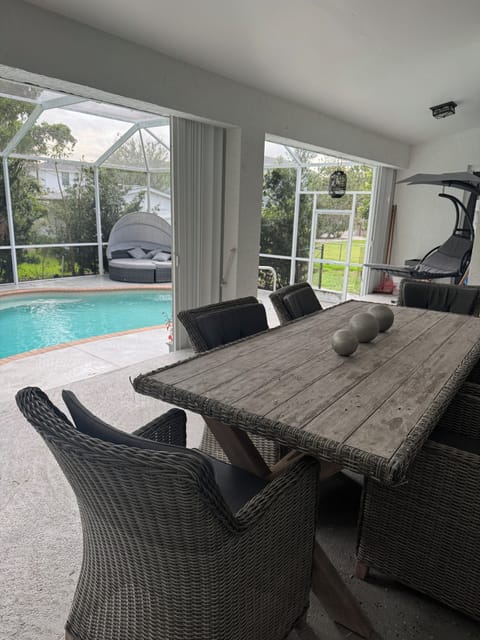 Outdoor covered patio and dining area