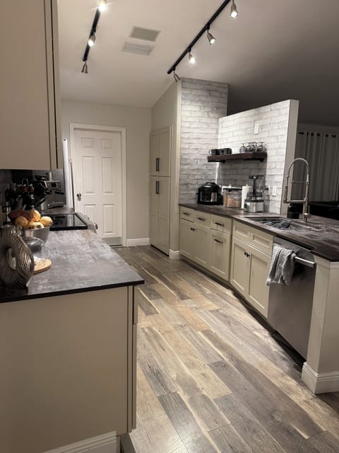 Kitchen and island bar area