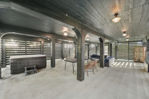 Ground Level, Covered Patio Area with Hot tub