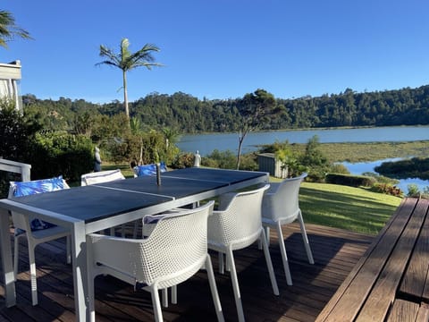 Lovely deck and garden leading to the waters edge