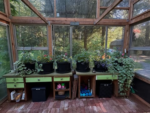 Greenhouse with fitness equipment