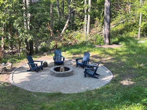 Fire pit area in private backyard