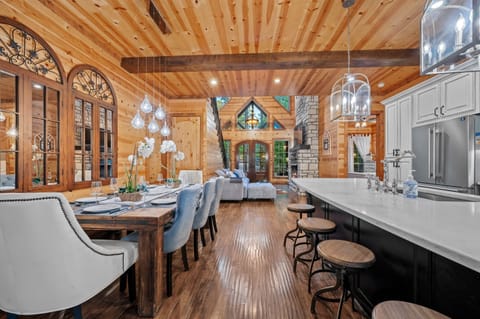 Just a few steps from the living area is the  Dining and Kitchen