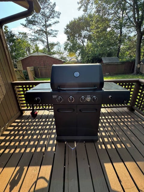 Gas grill on back deck