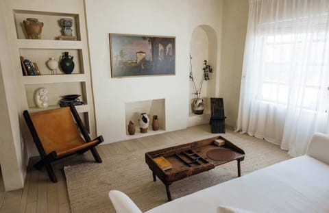 Inside living room with a Frame TV and styled uniquely