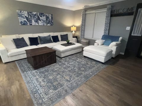 Super comfy oversized couch and chaise with ottomans