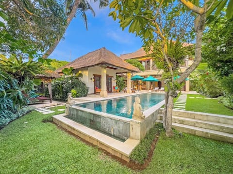 pool and garden area