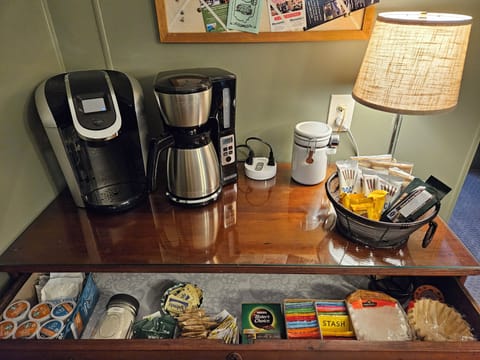 There are supplies in the top drawer of the Coffee Bar.